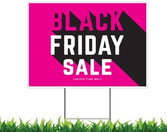 Cartel del Black Friday: Rosa, doble cara, resistente a la intemperie con estaca metálica en forma de H