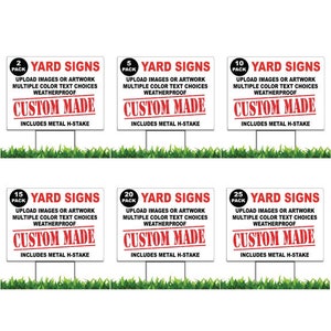 Custom Yard Sign, 24 x 18-inch, Bulk Pack Selection, Double Sided, H-Stake Included, design online, upload images, customize text and logo zdjęcie 2