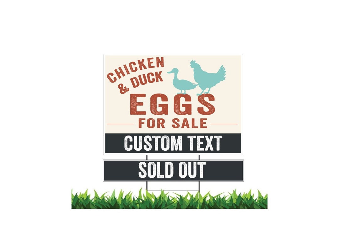 Custom Chicken and Duck Eggs for Sale WITH Sold Out Additional Sign