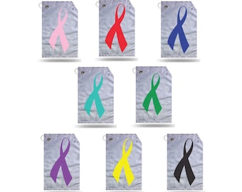 Awareness Ribbon Golf Towel, Microfiber Velour, with Grommet and Golf Bag Clip