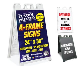 Custom Printed A-Frame Sign with Stand, Weatherproof Sandwich Board (24x36")