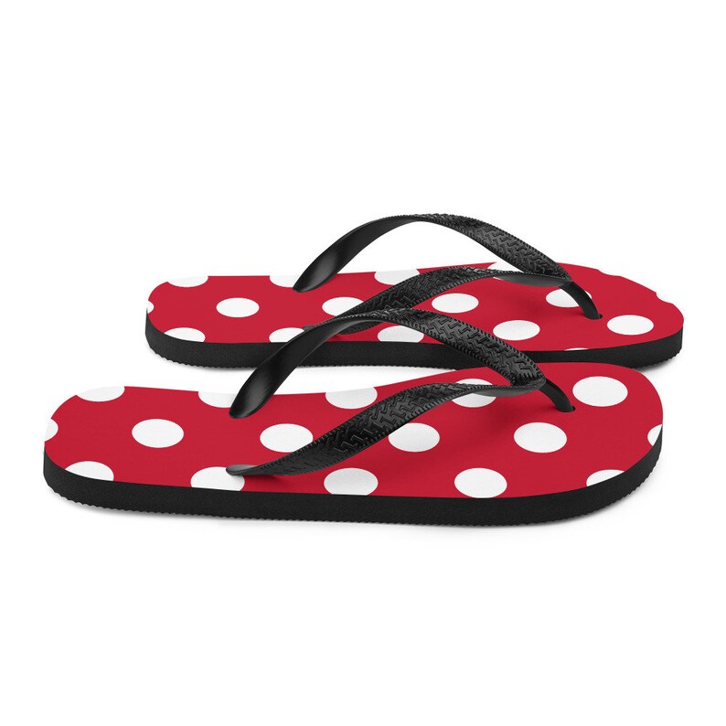 White Polka Dot Pattern Red Background Flip-flops - Etsy