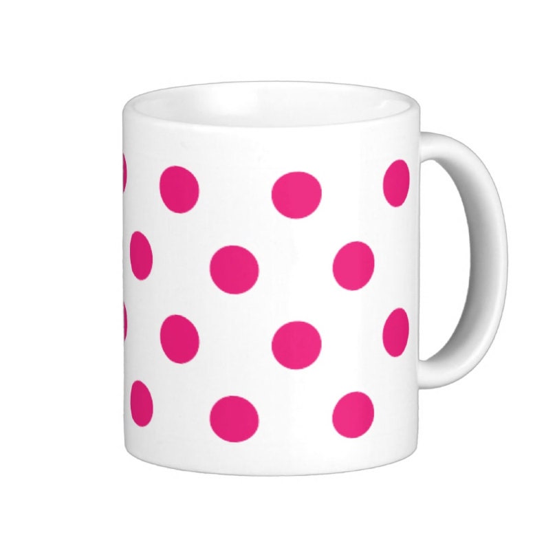 Hot Pink Polka Dot Coffee Mug Hs1087 - Etsy