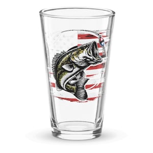 Fishing Themed Print Glasses, Fishing Pint Glass, Printed Full Color Wraparound Print 16oz Pint Glass