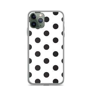 Black Polka Dot Pattern White Background iPhone Case