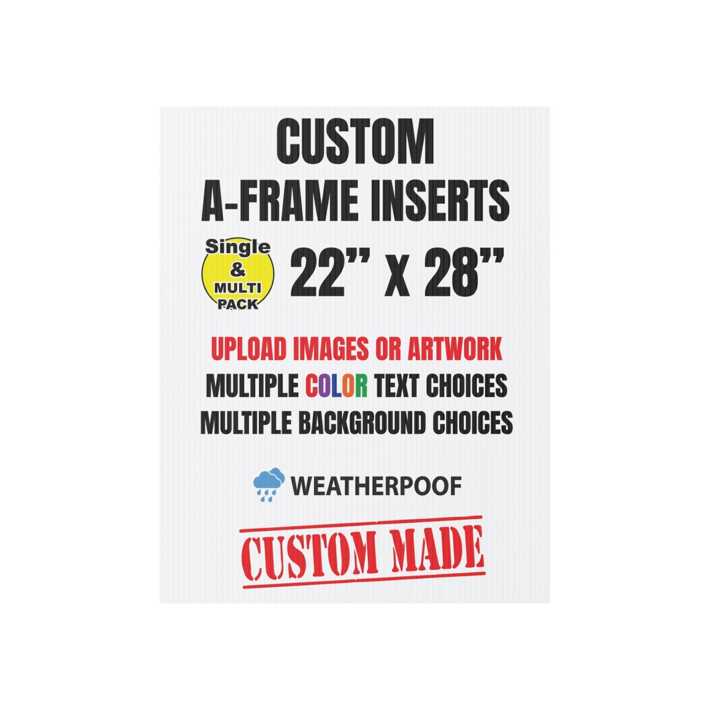 Custom A-frame Sign Insert, Sandwich Sign Board Panel, Fits Most