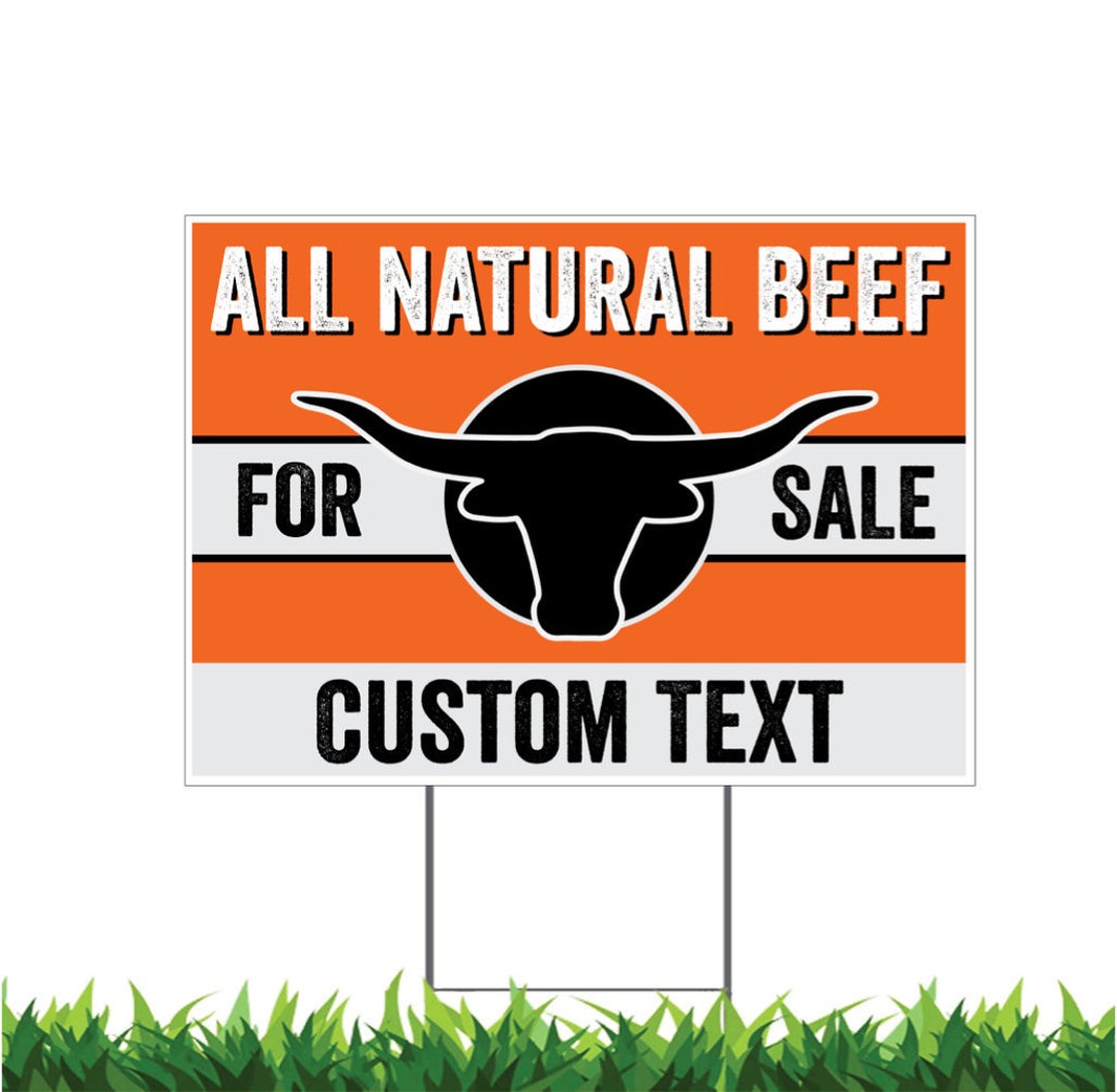 Custom All Natural Beef for Sale Yard Sign Printed 2sided Etsy