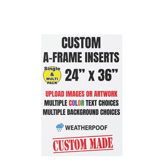 Custom A-Frame Sign Insert, Sandwich Sign Board Panel, Fits Most Standard A-Frames, (24x36 Inches)