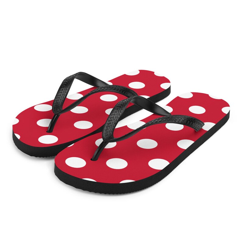 White Polka Dot Pattern Red Background Flip-flops - Etsy