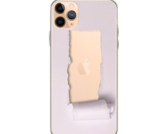 Pink Paper Rip Ripped on Transparent Clear iPhone Case
