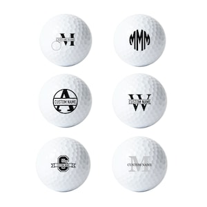 Monogram Golf Balls Personalized with Name, Set of 3, 6, or 12, Custom Golf Balls, Color and Font Choices