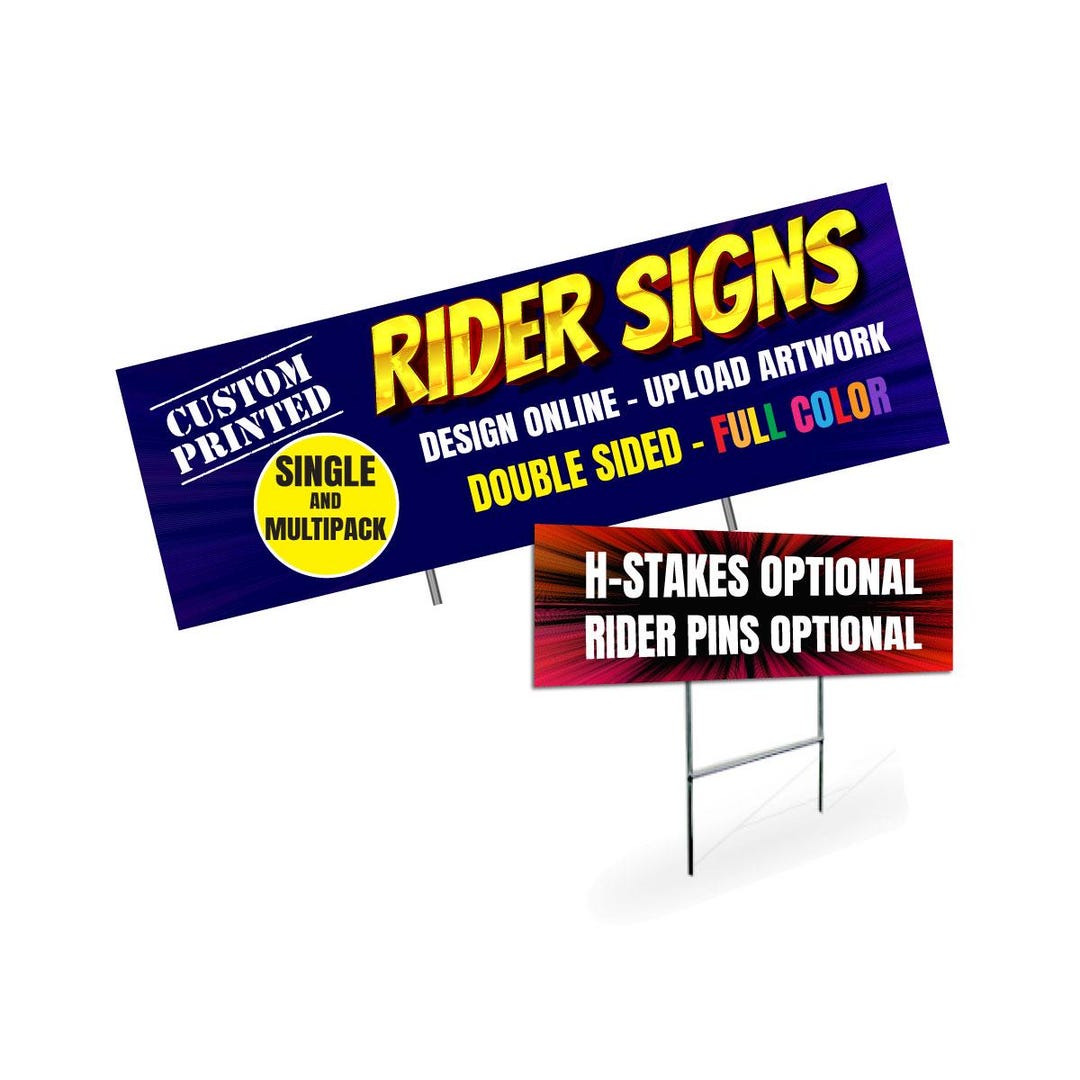 Eyelets Rider Sign Custom Rider Sign: Printed Double Sided, Weatherproof, Optional H ...