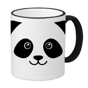 Panda Bear Face Coffee Mug, 11oz 15oz 20oz, Black Ringer Coffee Mug 11oz, Stainless Steel Travel Mug 14oz, Latte 12oz Mug, Morph Black Ringer 11oz