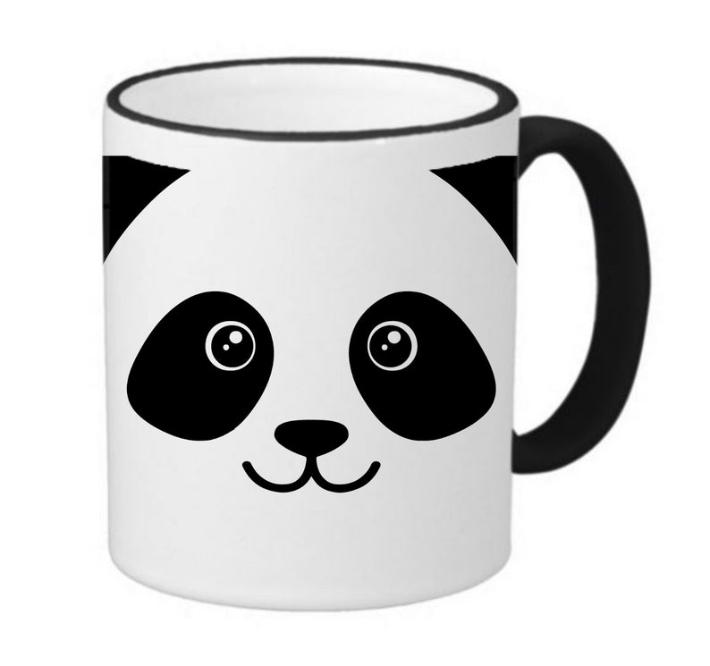 Panda Bear Face Coffee Mug, 11oz 15oz 20oz, Black Ringer Coffee Mug 11oz, Stainless Steel Travel Mug 14oz, Latte 12oz Mug, Morph Black Ringer 11oz