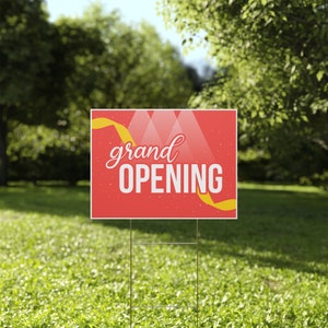 Grand Opening, Yard Signs, Double Sided Printing, Metal Stake Included ...