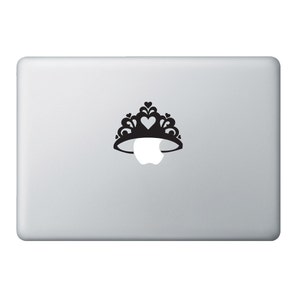 Princess Heart Crown Apple Vinyl Decal/Sticker, Fits 11&quot;/13&quot; Air and 13&quot;/15&quot; MacBooks