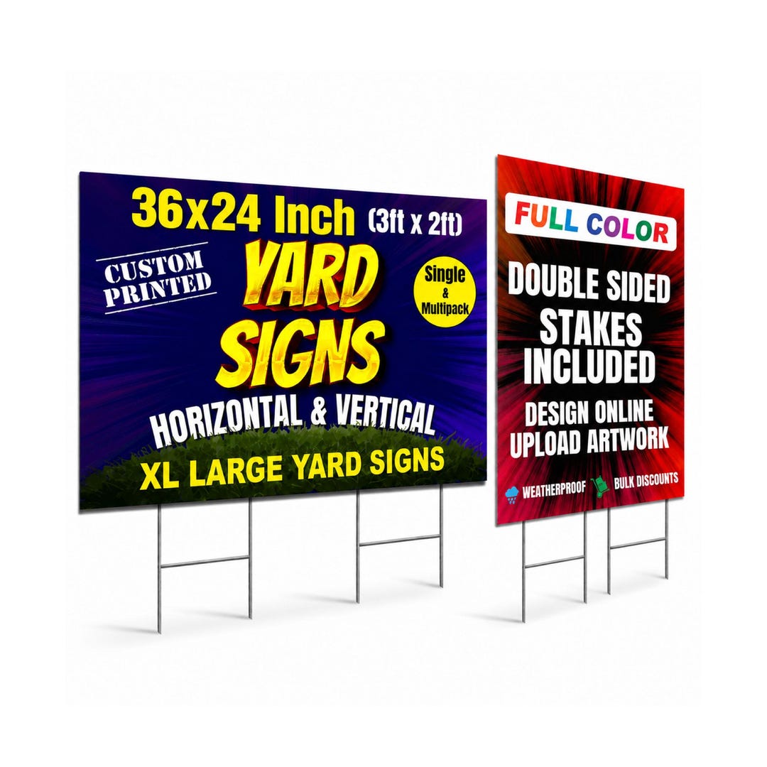 Custom Large Yard Sign 36x24 Inch, Double Sided, Weatherproof, Metal H ...