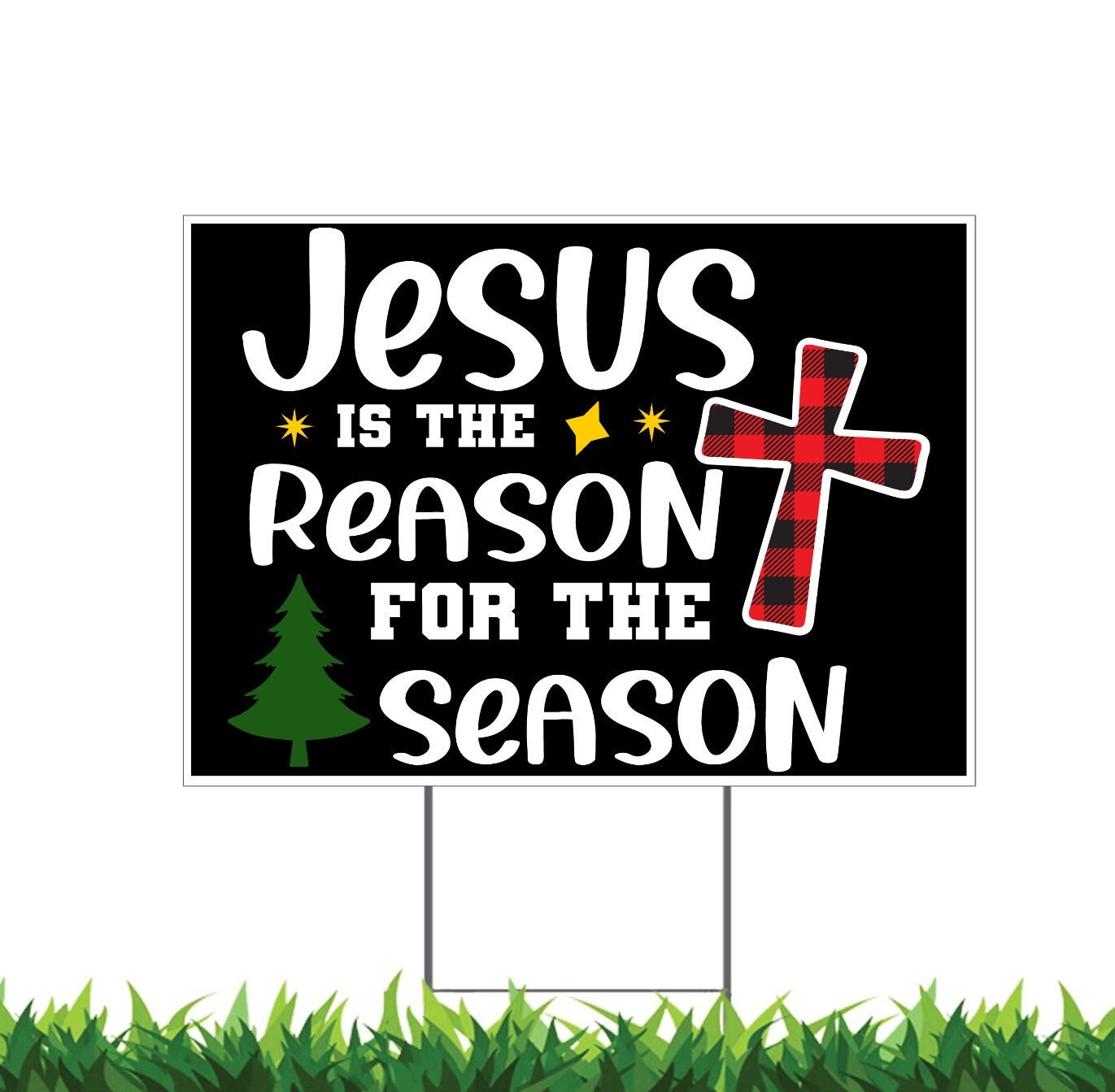 32 Christmas Yard Decor Ideas for a Festive Lawn 20 Jesus Is The Reason Yard Sign: Double Sided Christmas Decor,…