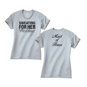 HSCustom06 Sweating for HER Wedding Maid of Honor Workout Running Performance Ladies Women Crew Shirt NW3201