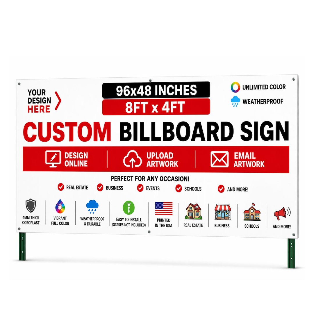 Custom Extra Large Yard Sign, Billboard Signs, Outdoor, Weatherproof ...