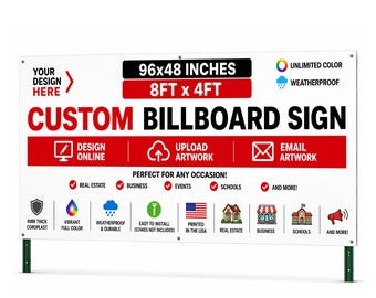 Custom Extra Large Yard Sign, Billboard Signs, Outdoor, Weatherproof Corrugated Plastic, 96x48 inch (8ftx4ft)