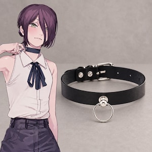 Reze-inspirerad choker för motorsågsman-cosplay, svart O-ringhalsband, justerbart gotiskt halsband