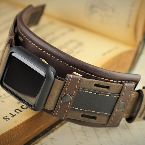 Personalized Leather Apple Watch Cuff Apple Watch Band Etsy