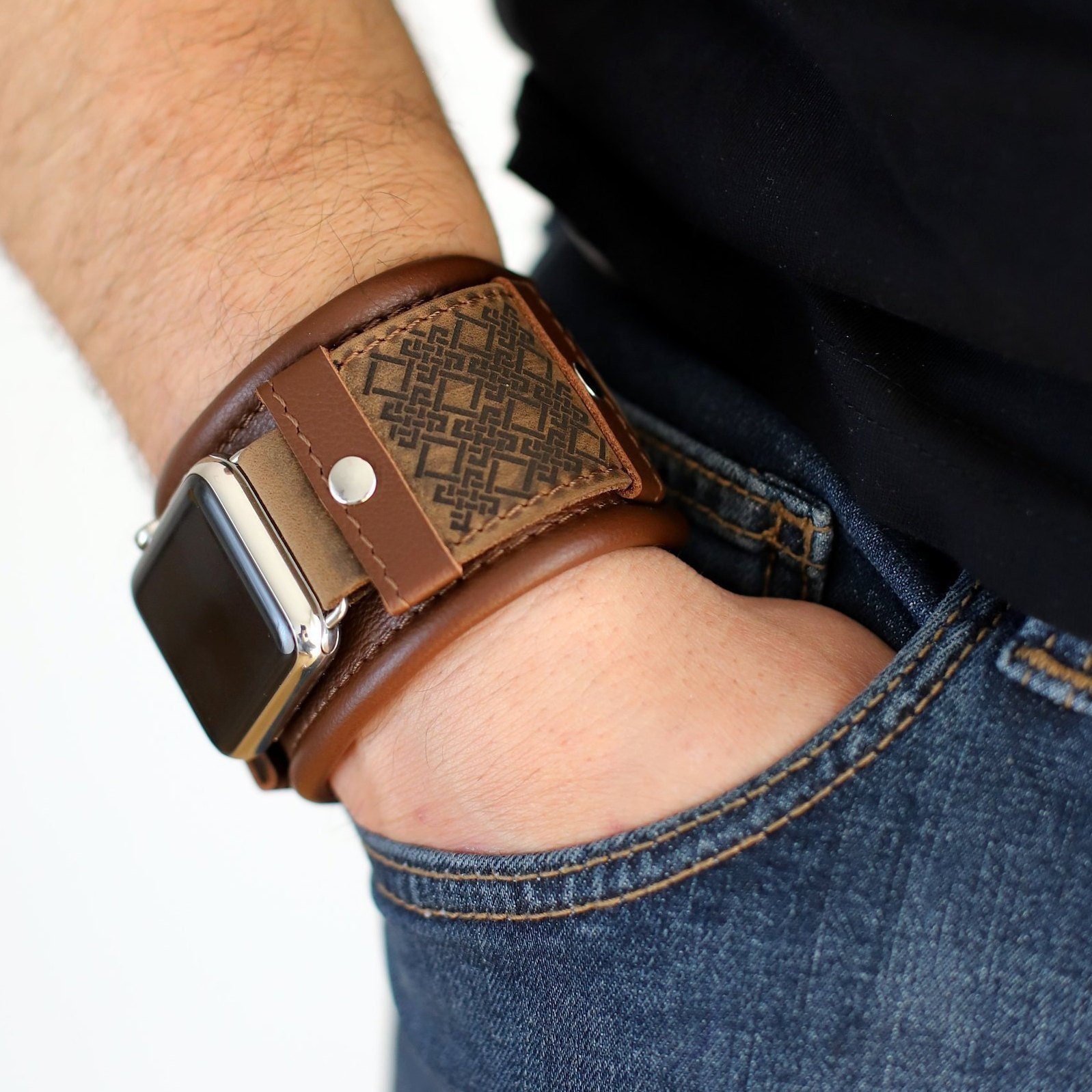 Personalized Leather Apple Watch Cuff Apple Watch Band - Etsy Australia