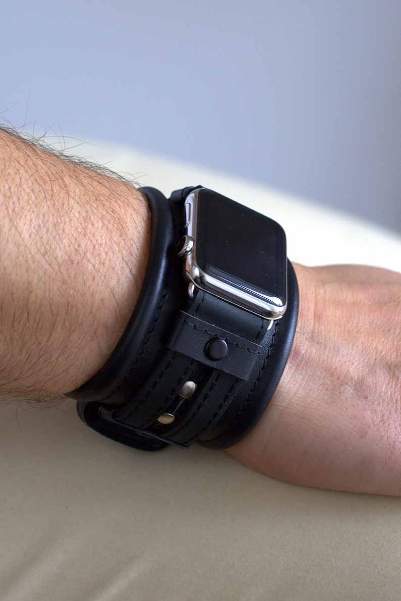 Black Leather Apple Watch Band 38mm 40mm 42mm 44mm 45mm Etsy