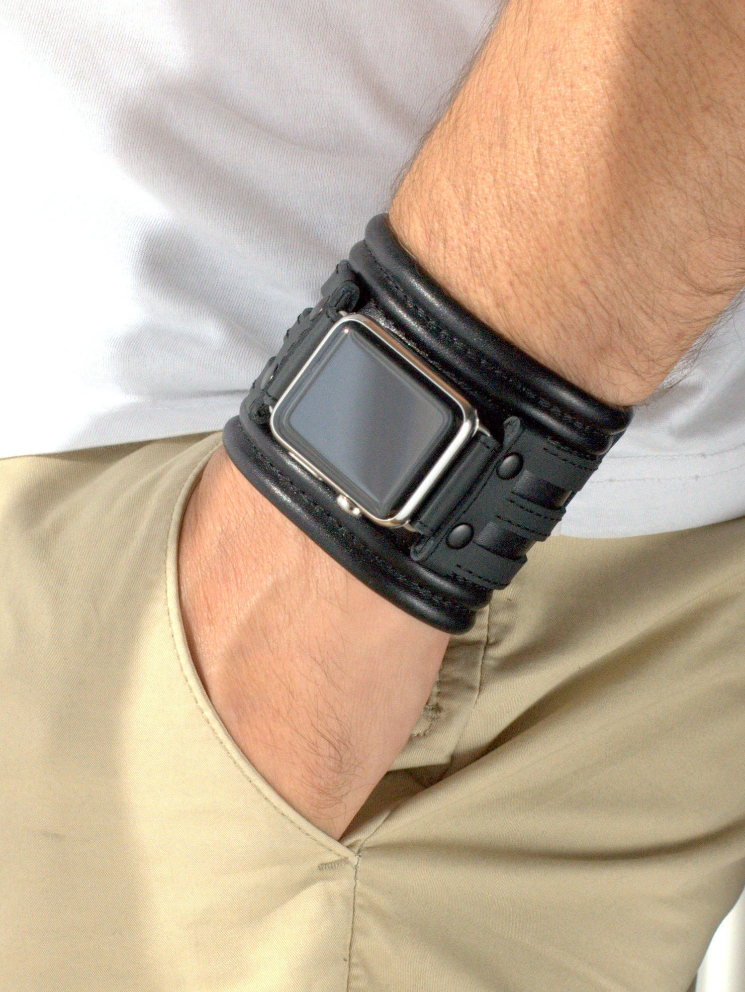 LV-Handmade Design Luxury Leather Apple Watch Band Models 38-40-41-42-44-45- 49mm