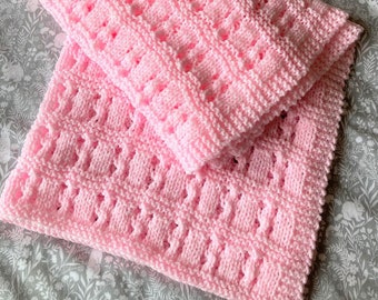 Lace & Garter Baby Blanket  ~ Easy Knitting Pattern ~ PDF ~ ENGLISH