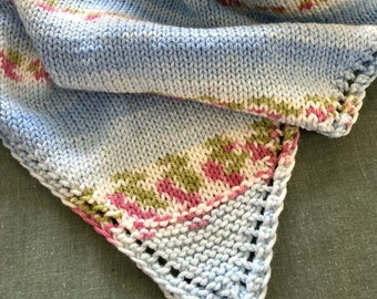 Knitting pattern ~ Simple Corner to Corner Baby Blanket ~ Easy , Quick Knit ~ ENGLISH ~ PDF