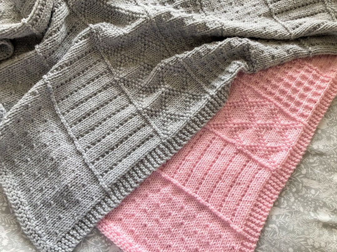 Knitting Pattern Easy Sampler Baby Blanket in DK Yarn PDF ENGLISH 