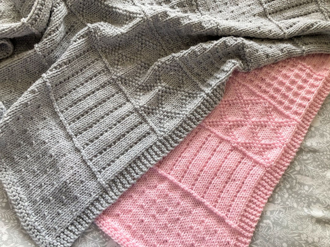 Knitting Pattern ~ Easy Sampler Baby Blanket in DK Yarn ~ ENGLISH ~ PDF ...