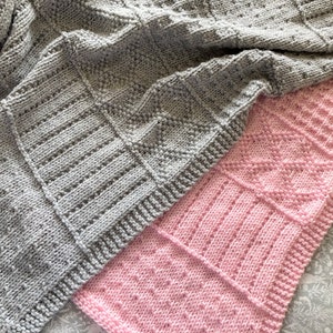 Knitting pattern ~ Easy Sampler Baby Blanket in DK Yarn ~ PDF ~ ENGLISH
