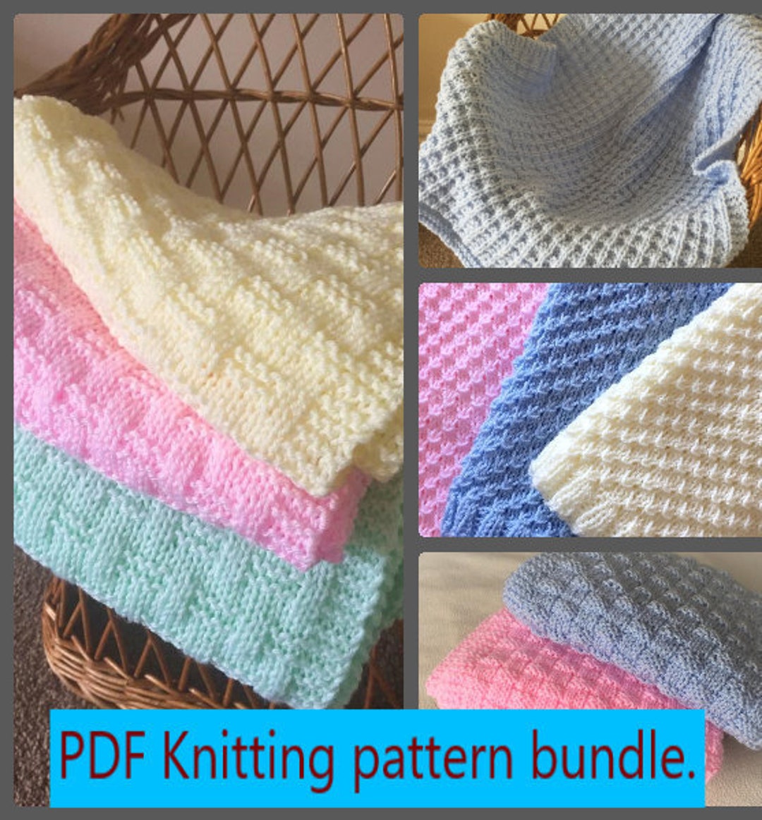 PDF Knitting Pattern Bundle 4 Baby Blanket Patterns Using DK Yarn ...