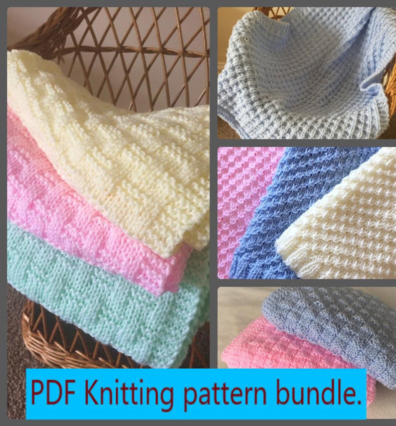 PDF Knitting Pattern Bundle 4 Baby Blanket Patterns Using Etsy