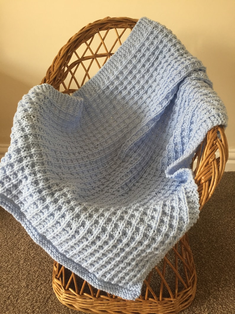 Simple Waffle Baby Blanket Pattern knitting Pattern ENGLISH Etsy UK