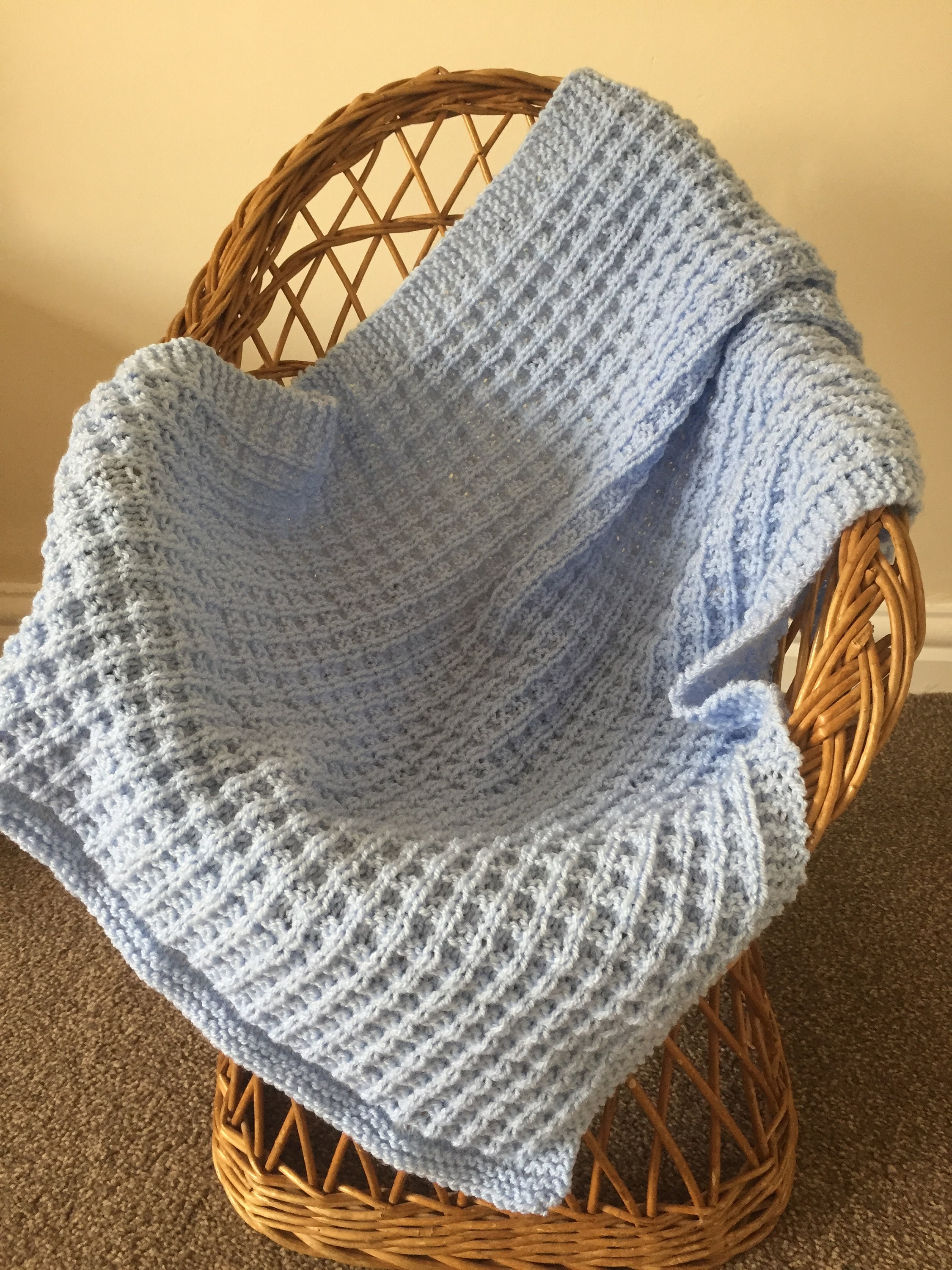 Simple Waffle Baby Blanket Pattern knitting Pattern ENGLISH Etsy Canada