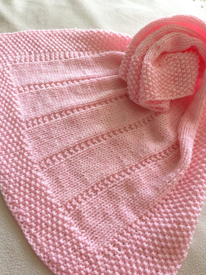 PDF Knitting pattern Easy Baby Blanket Reversible Design Aran Yarn ENGLISH image 10