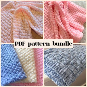 Knitting Pattern Bundle ~ 4 Baby Blanket Patterns ~ Using DK yarn ~ ENGLISH ~ PDF Download