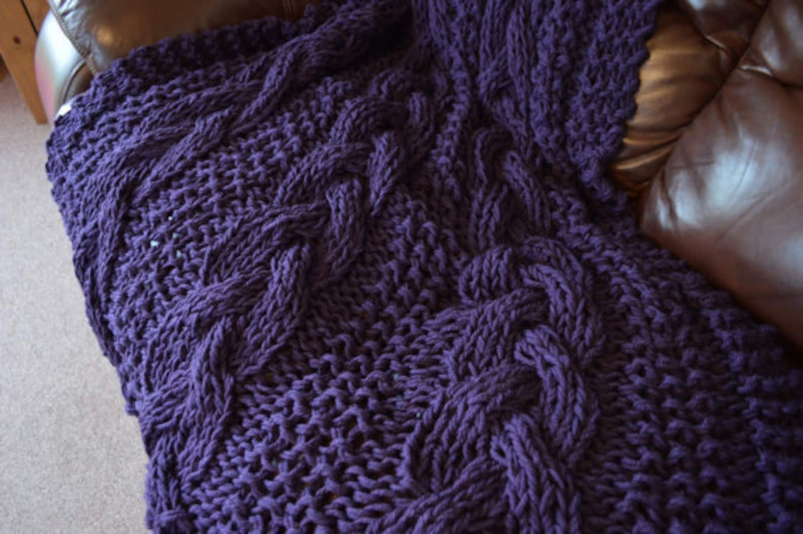 Braided Cable Chunky Blanket / Throw Knitting Pattern Etsy UK