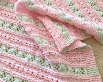 Knitting pattern ~ Alana Baby Blanket in DK Yarn ~ ENGLISH ~ PDF Download