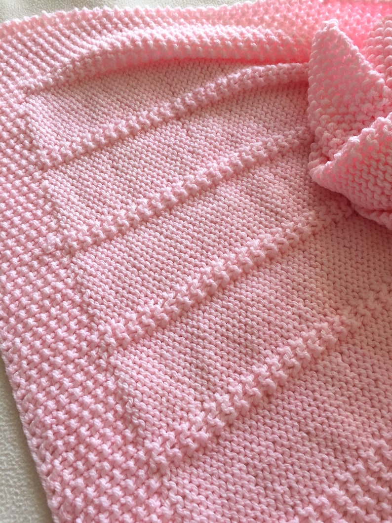 PDF Knitting pattern Easy Baby Blanket Reversible Design Aran Yarn ENGLISH image 9