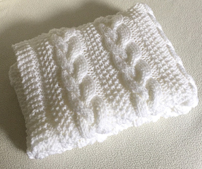 Braided Cable Baby Blanket Knitting Pattern Aran Yarn Etsy UK