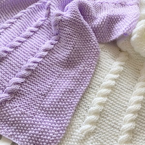 Knitting pattern ~ Reversible Cable Baby Blanket ~ PDF ~ Easy to Knit ~ ENGLISH