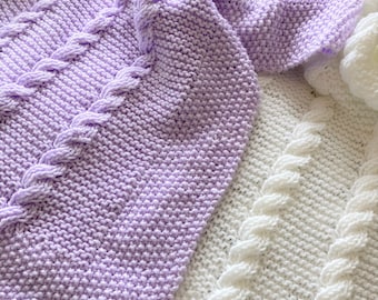 Knitting pattern ~ Reversible Cable Baby Blanket ~Easy to Knit ~ ENGLISH ~  PDF Download