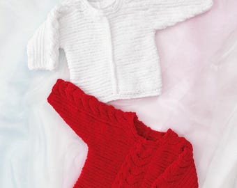 Knitting pattern ~ James C Brett ~ Baby Sweaters in Flutterby Chunky ~  JB732