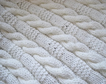 Knitting Pattern Cable Garter Stitch Baby Blanket ENGLISH