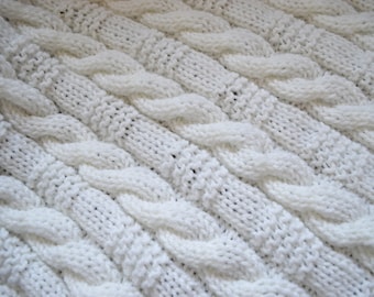 Cable & Garter Stitch Baby Blanket  ~Knitting pattern ~ ENGLISH